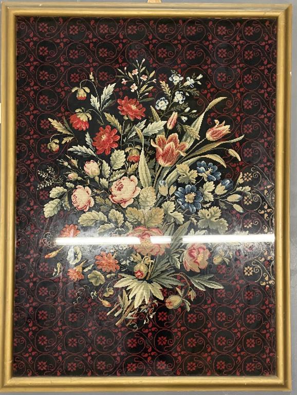 Framed Vintage Wool Floral Tapestry (1 of 4)