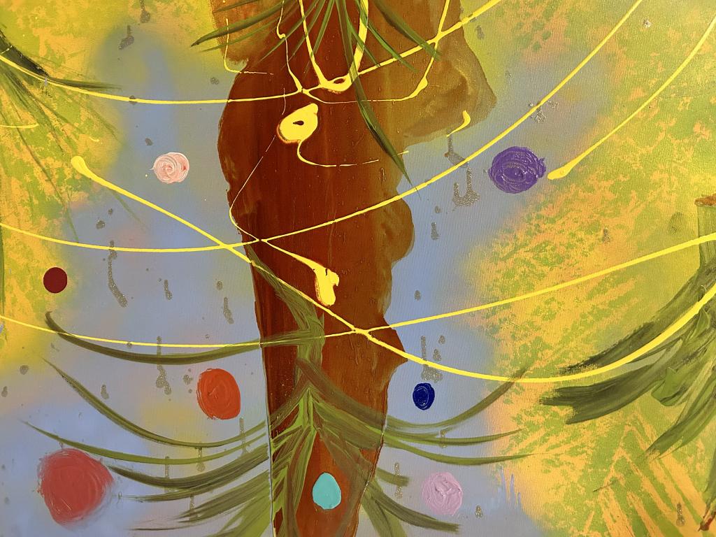 Mid Century Modern Abstract Oil Painting on Canvas (1 of 5)