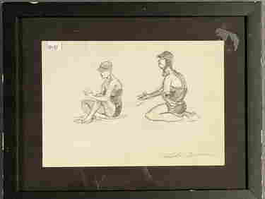 Leroy Neiman, At The Beach, Pencil Sketch on Paper (1 of 6)