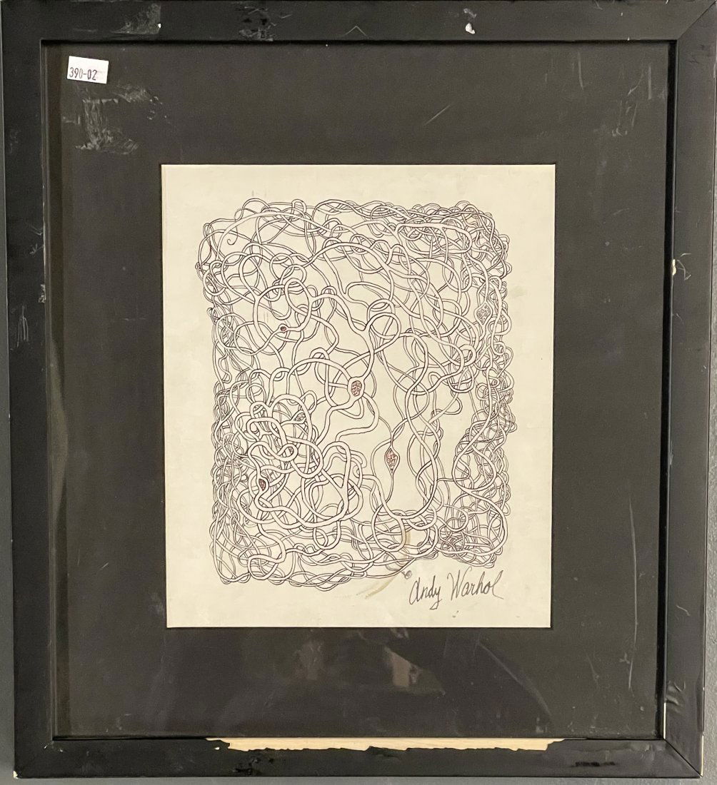Andy Warhol, Signed and Framed Drawing. (1 of 7)