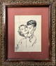 Vintage 1950s Sketch Of Romantic Couple.