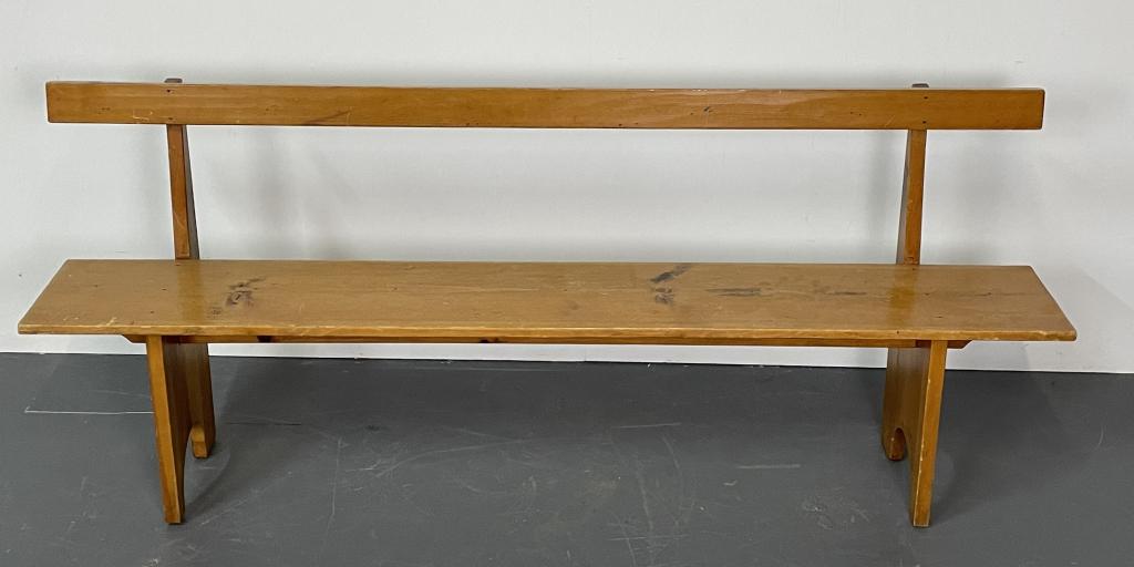 Long Vintage Farmhouse Bench with Back (1 of 6)