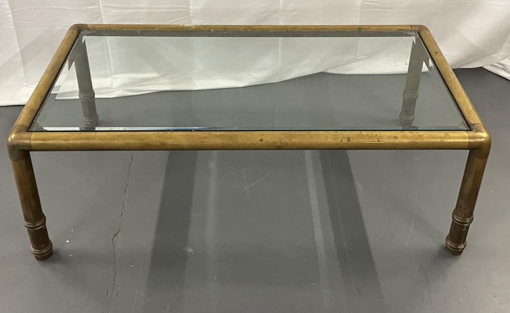 Mid Century Modern Brass Pipe Form Coffee Table (1 of 7)