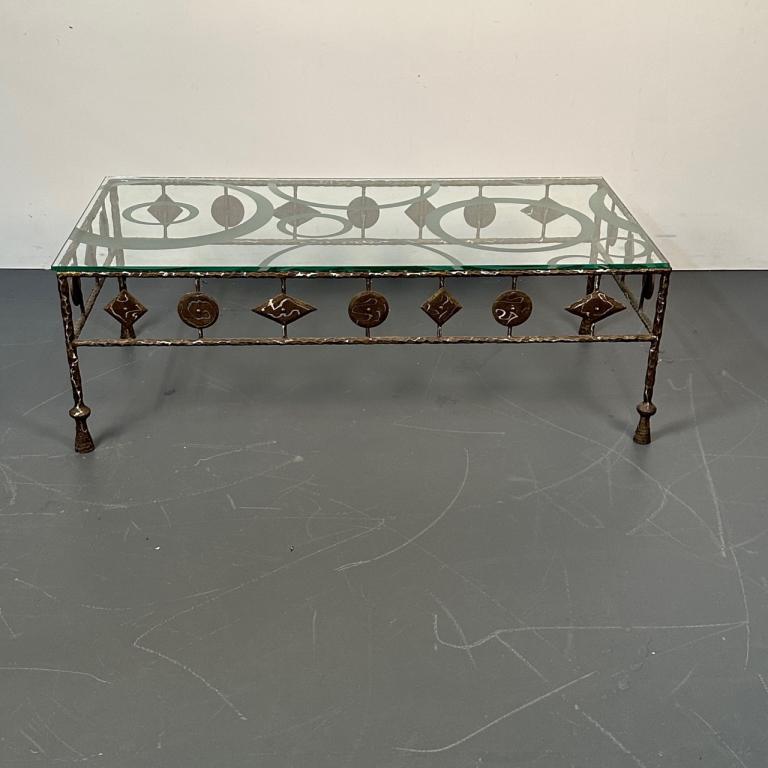 Mid Century Giacometti Style Glass Coffee Table (1 of 10)