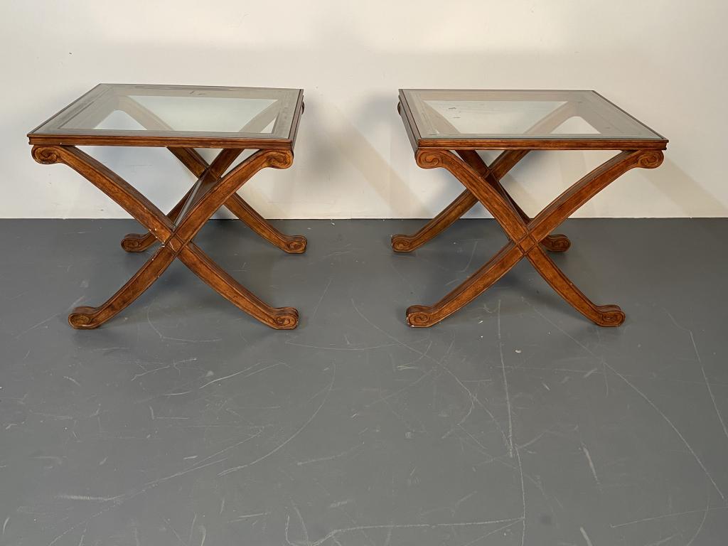 Pair of Mid-Century Modern End Tables: Pair of Mid-Century Modern End Tables. Measures: Height 25 Inches, Depth 24 Inches, Width 25 Inches.