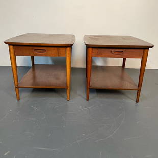 Mid-Century Modern Side Tables: Mid-Century Modern Side Tables. By Lane: Altavista, Virginia. Height 21 Inches x Width 27 Inches x Depth 12 Inches.