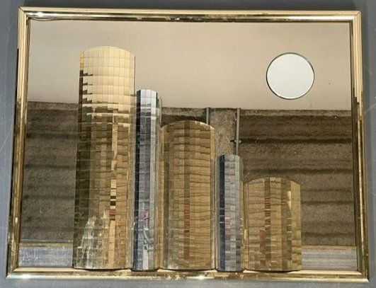 Mid Century Modern 3-Dimensional Mirror, Cityscape (1 of 4)