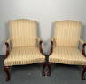 Pair of Upholstered Striped Library Chairs