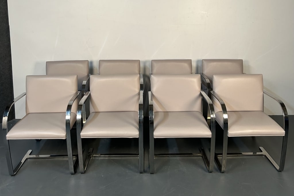 Eight Gordon International Flat Bar Mies van der Rohe Brno Armchairs (1 of 20)