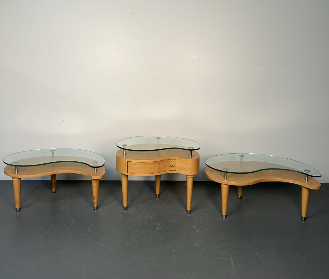 Set Of Three Mid Century Modern Ying Yang Coffee Tables And Side Table