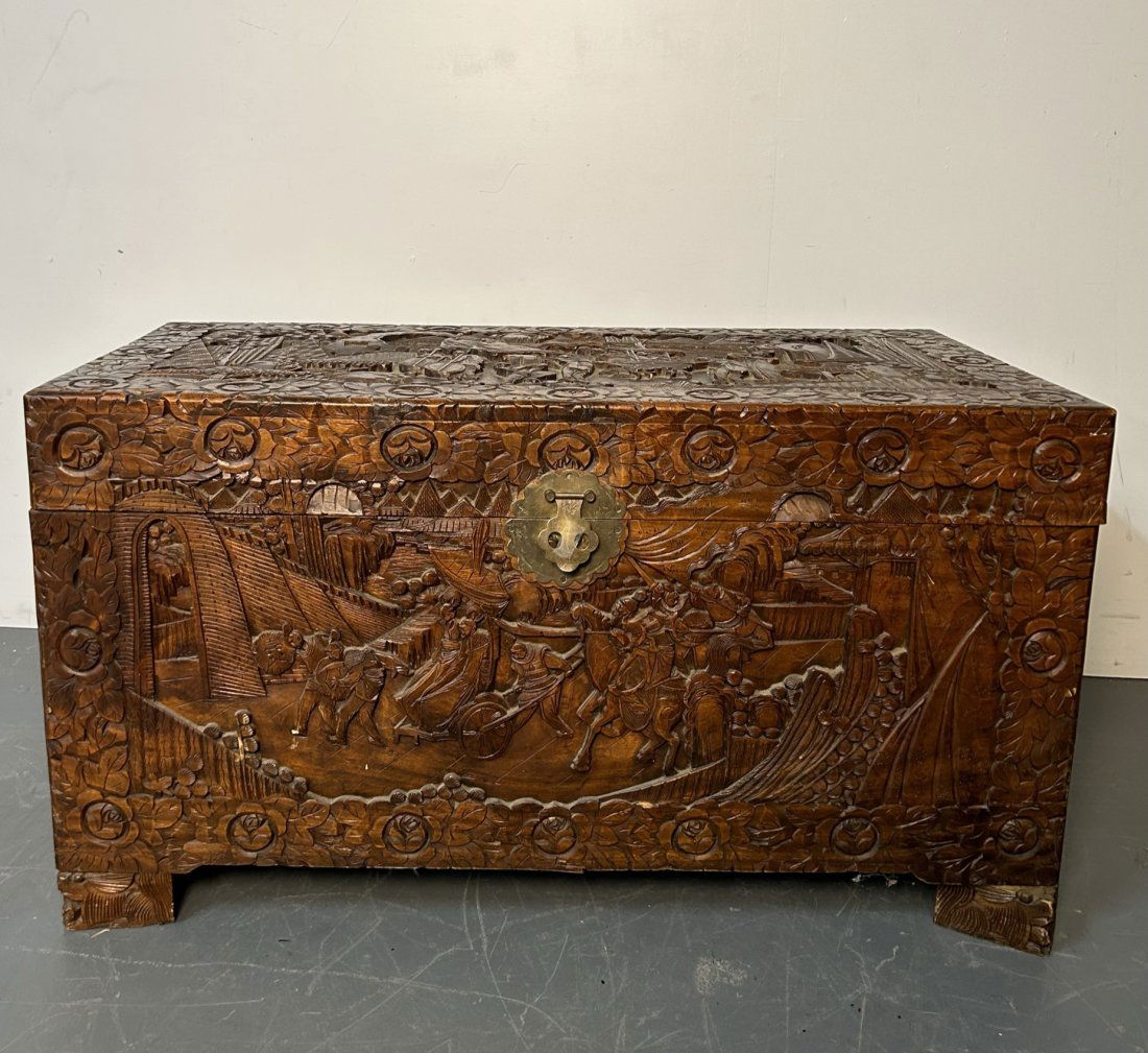 Ornate Hand Carved Storage Trunk (1 of 14)
