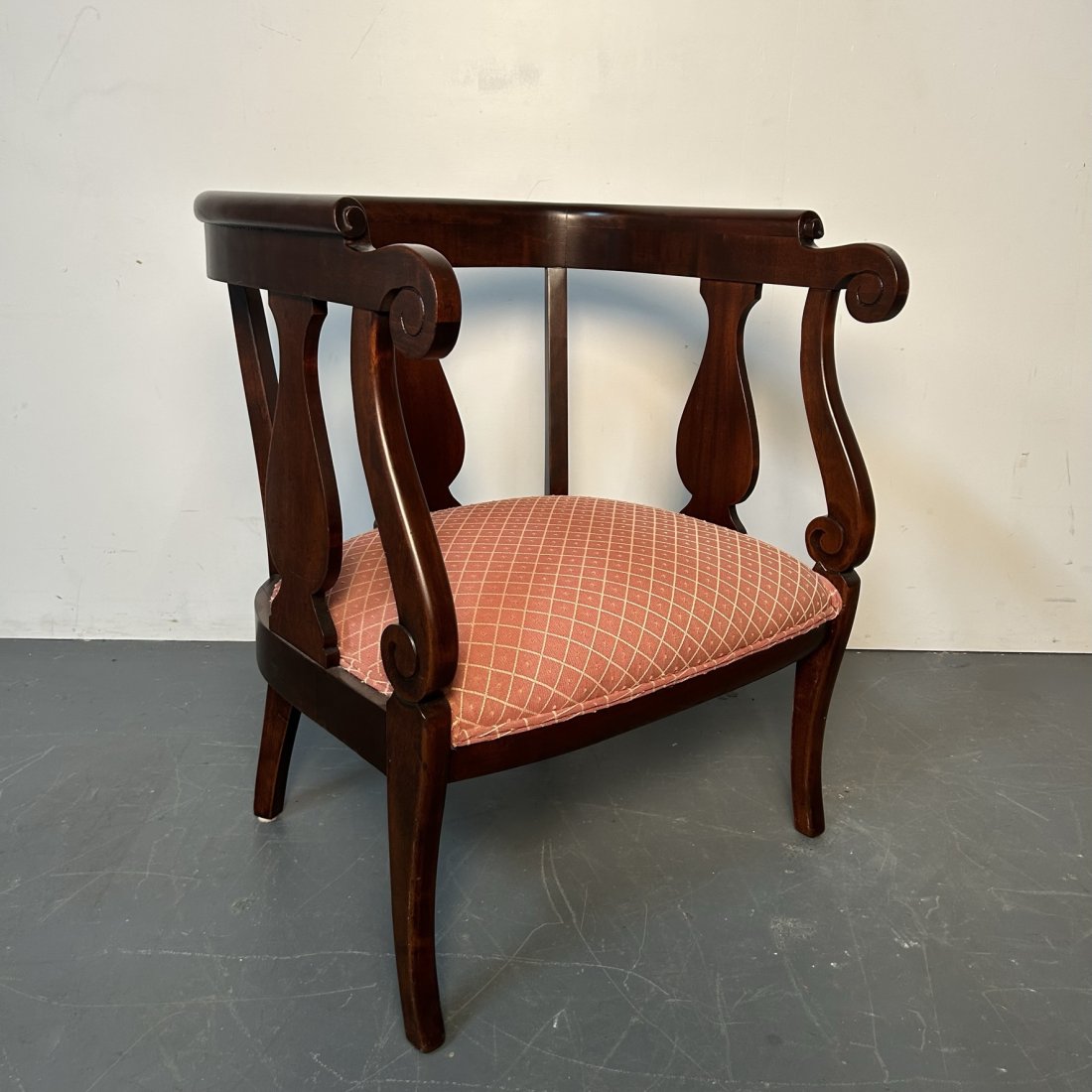 Empire Upholstered Accent Chair: Height 32.5 Inches, Seat Height 15 Inches, Width 26.5 Inches, Depth 21 Inches.