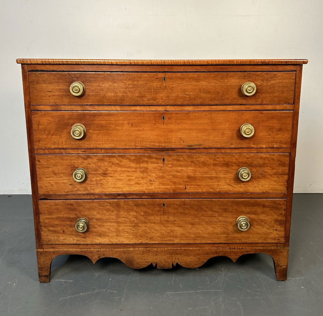 Federal Antique Four Drawer Chest with Brass Handles (1 of 15)