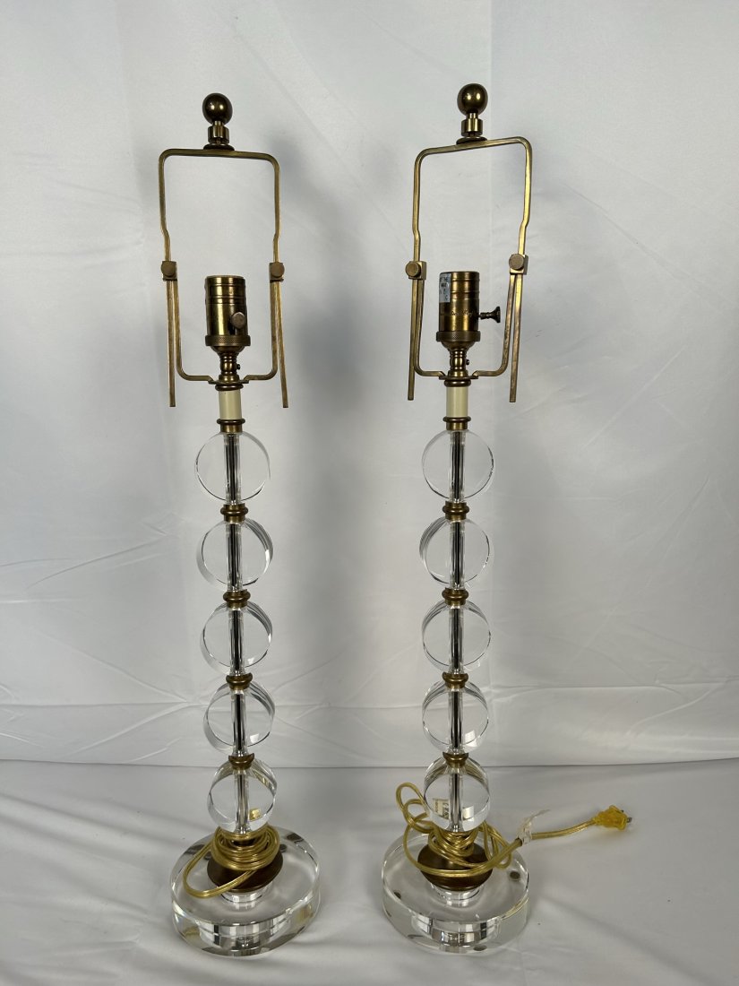 Pair of Art Deco Lucite and Brass Table Lamps. (1 of 6)