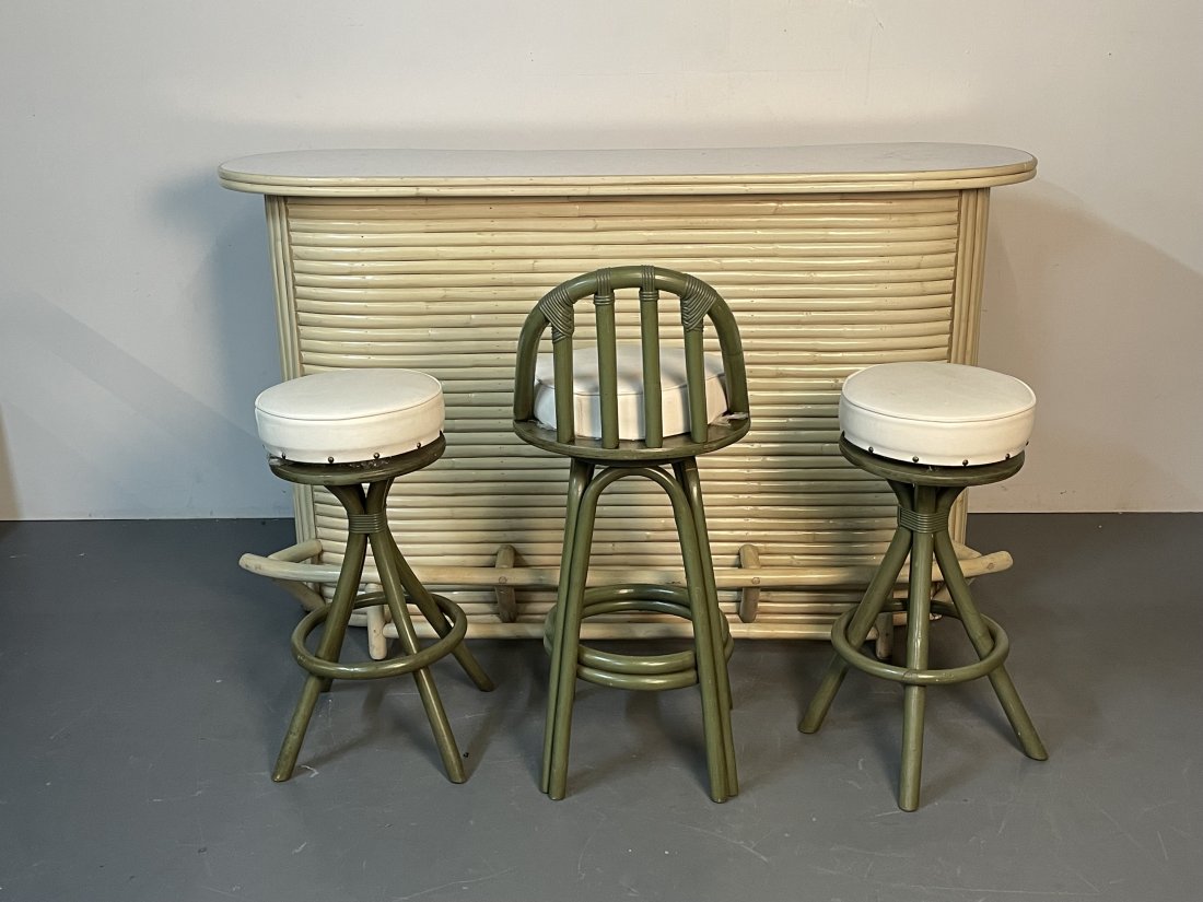 Bamboo Bar with Three Bar Stools (1 of 7)