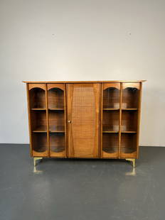 Mid-Century Modern Low Display Case: Mid-Century Modern Low Display Case62.5 by 48 by 15 inches deep. Good condition.