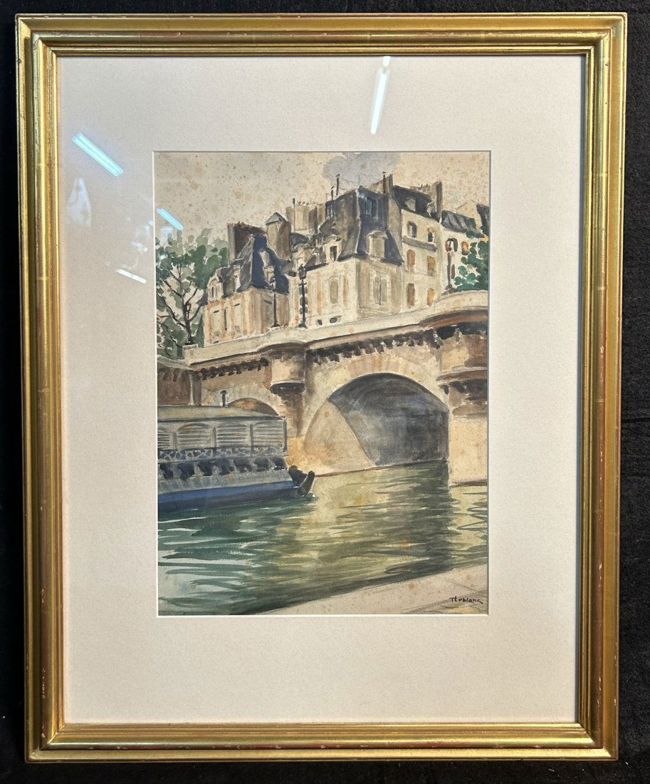 Le Pont-Neuf Pair Framed Watercolor (1 of 7)
