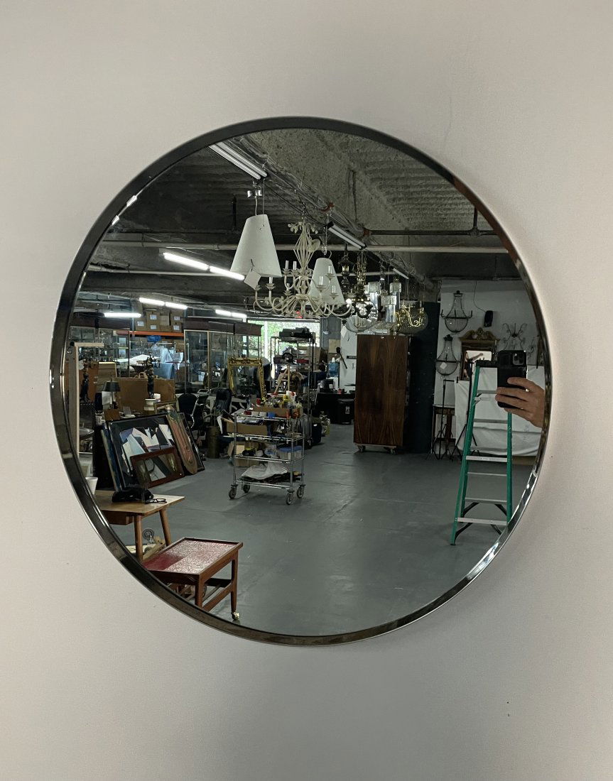 Kohler Round Chrome Mirror: Kohler Round Chrome Mirror. Circular Mirror. 28" Diameter.