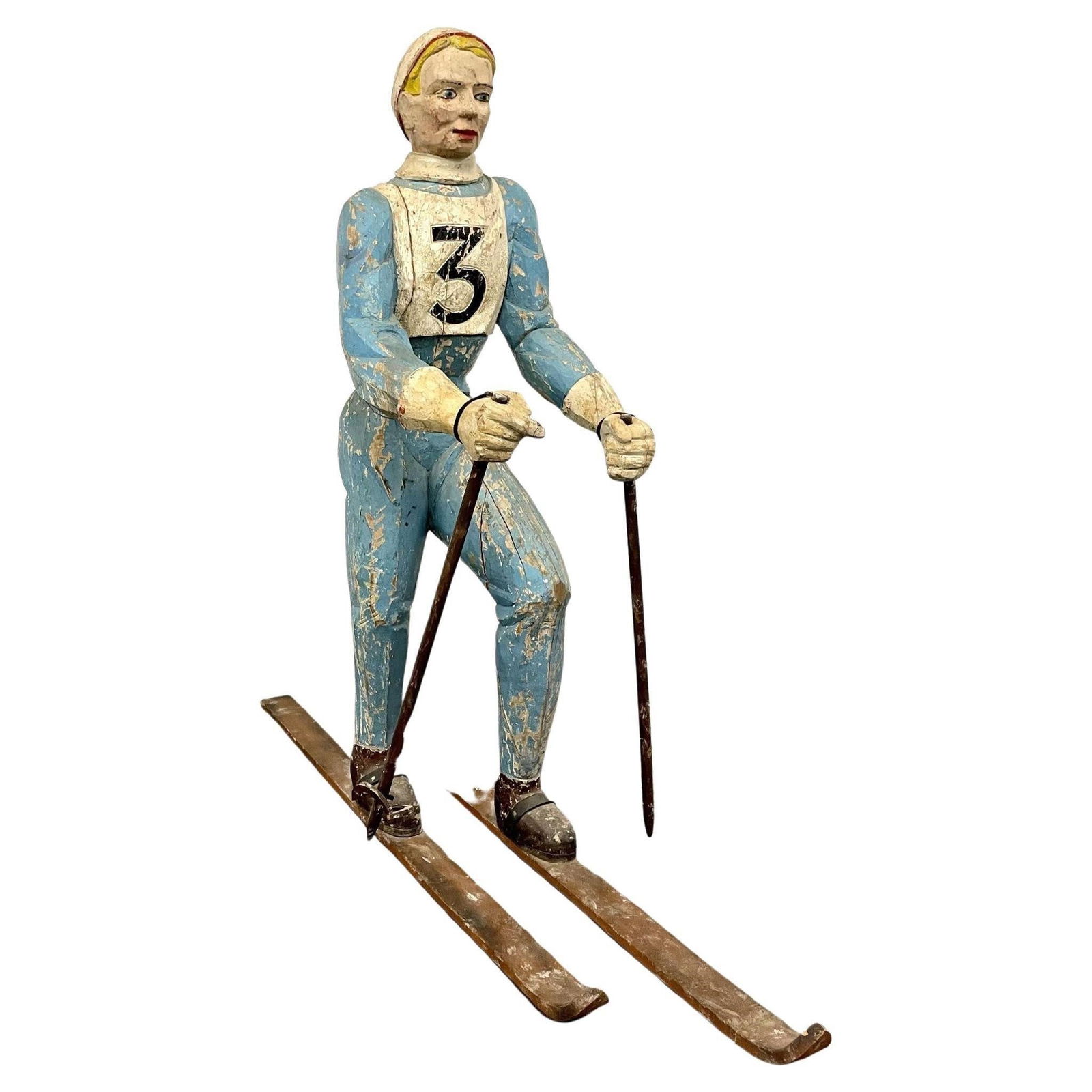 19th/20th C. American Wood Lifesize Figure, Skier (1 of 10)