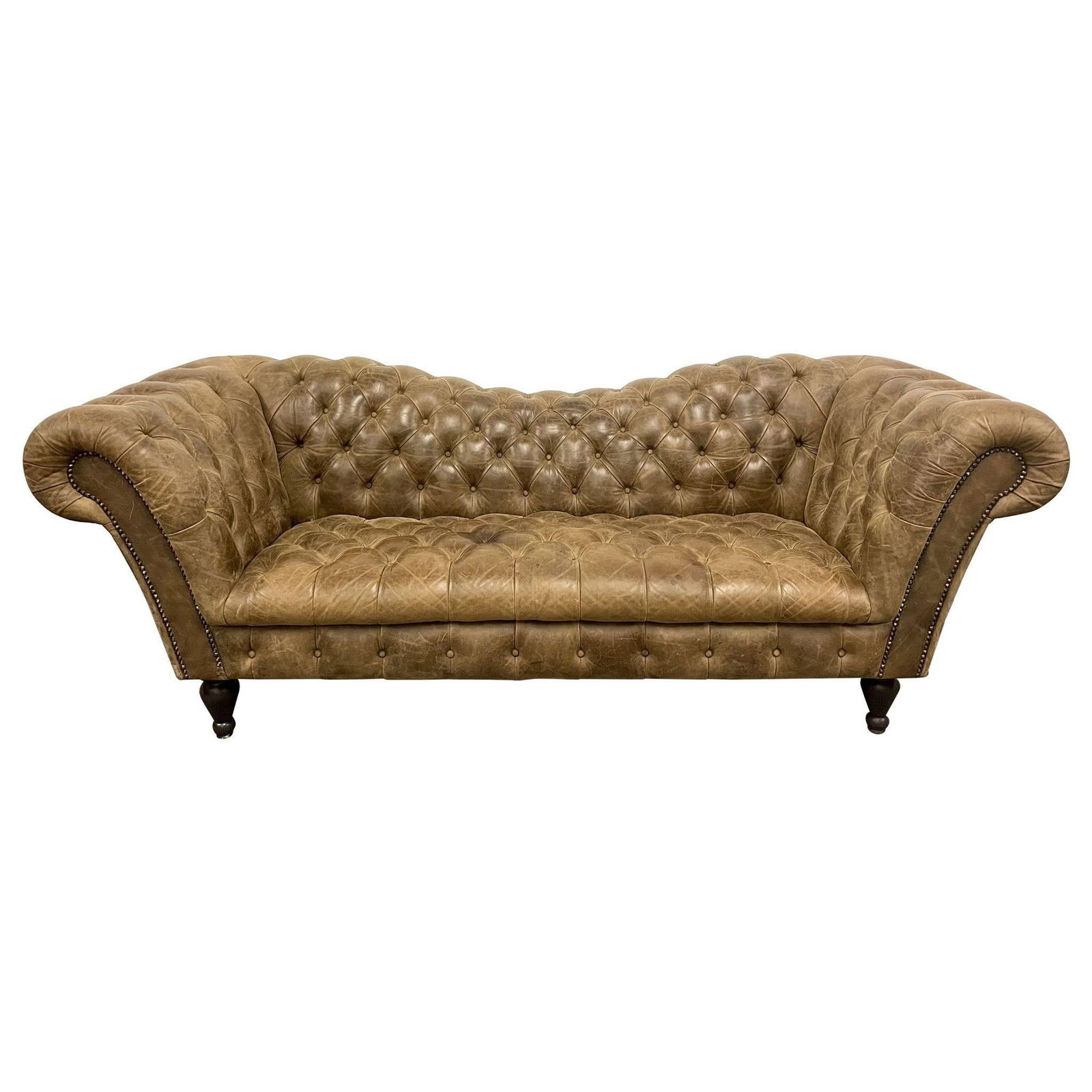 Vintage Georgian Distressed Leather Chesterfield (1 of 6)