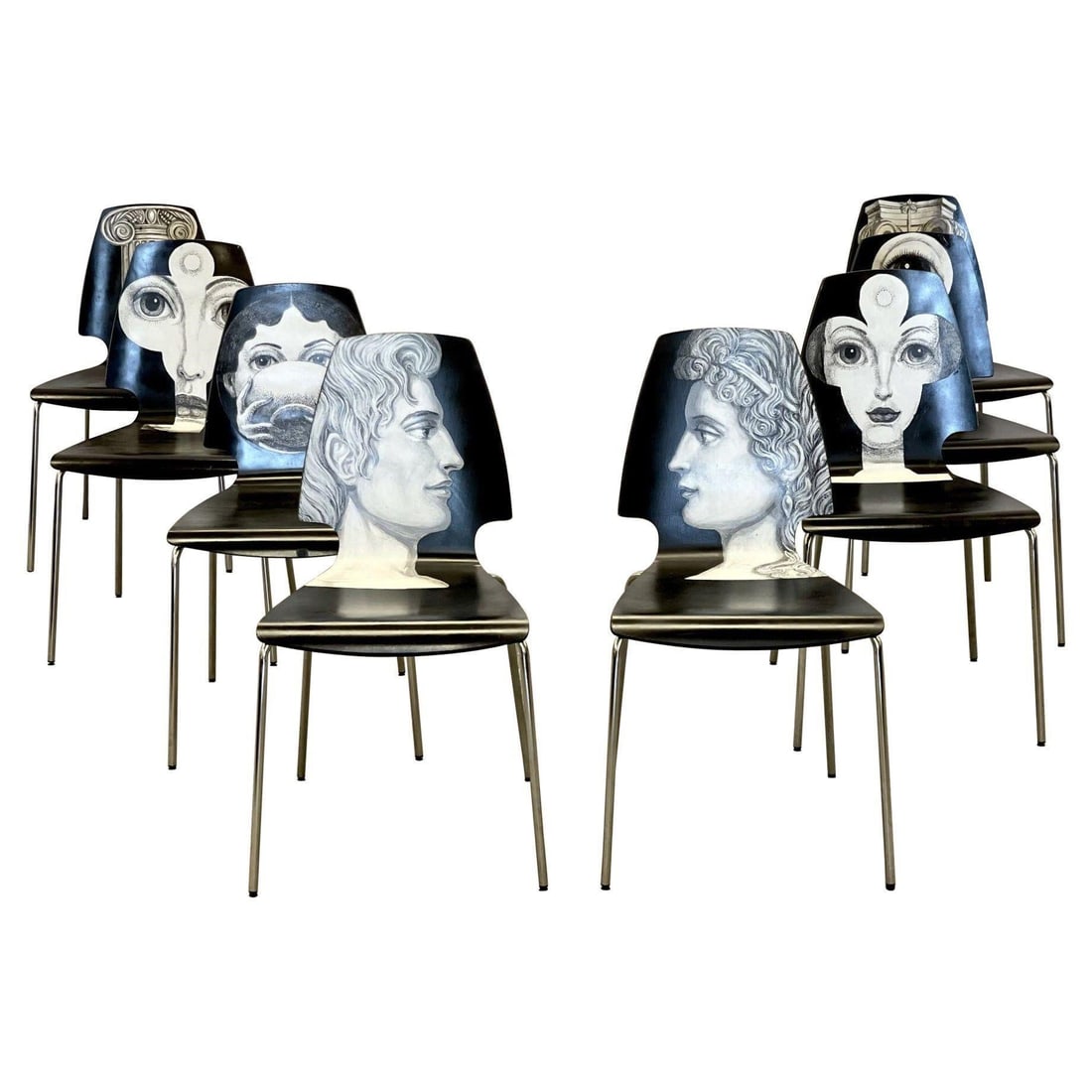 8 Mid-Century Modern Piero Fornasetti Side Chairs (1 of 6)
