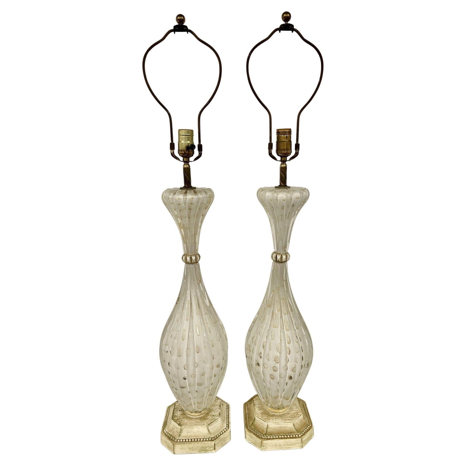 Pair of Murano Glass Speckle Table Lamps (1 of 6)