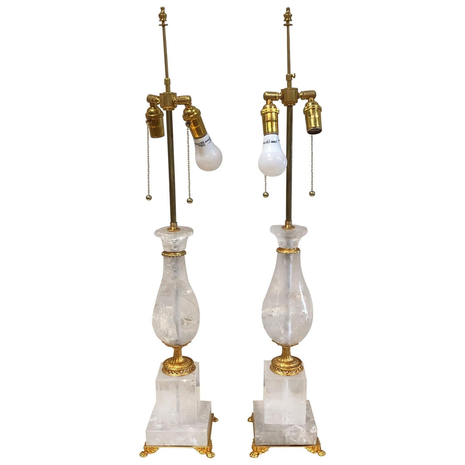 Pair of Art Deco Large Rock Crystal Table Lamps (1 of 6)