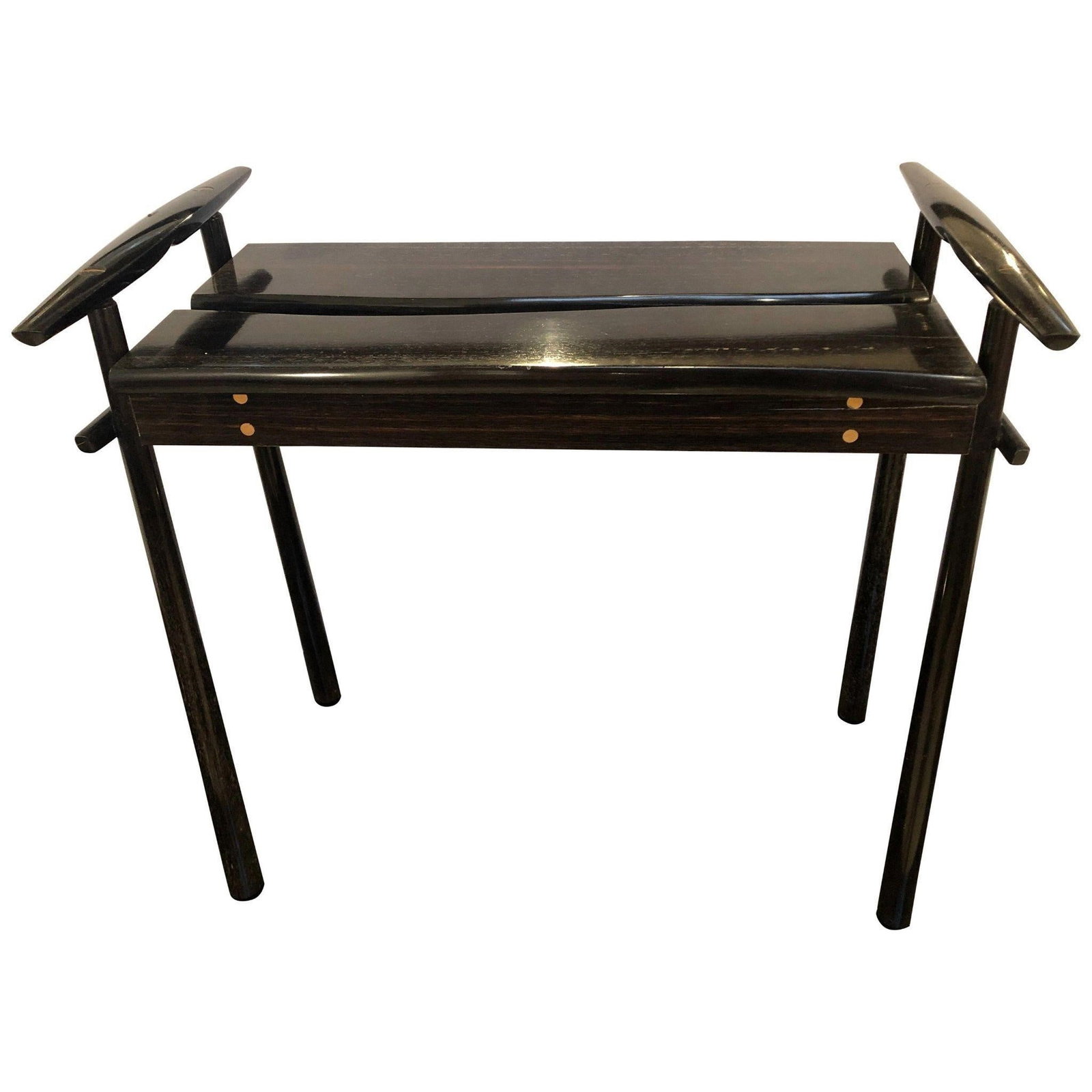 David Ebner, American Studio Craft, Torii Side: David Ebner American b. 1945 "TORII" end table ebony wood signed 'DNE 84' possibly the first Torii table made and purchased directly from the artist.Contemporary American artist David N. Ebner's "Tori