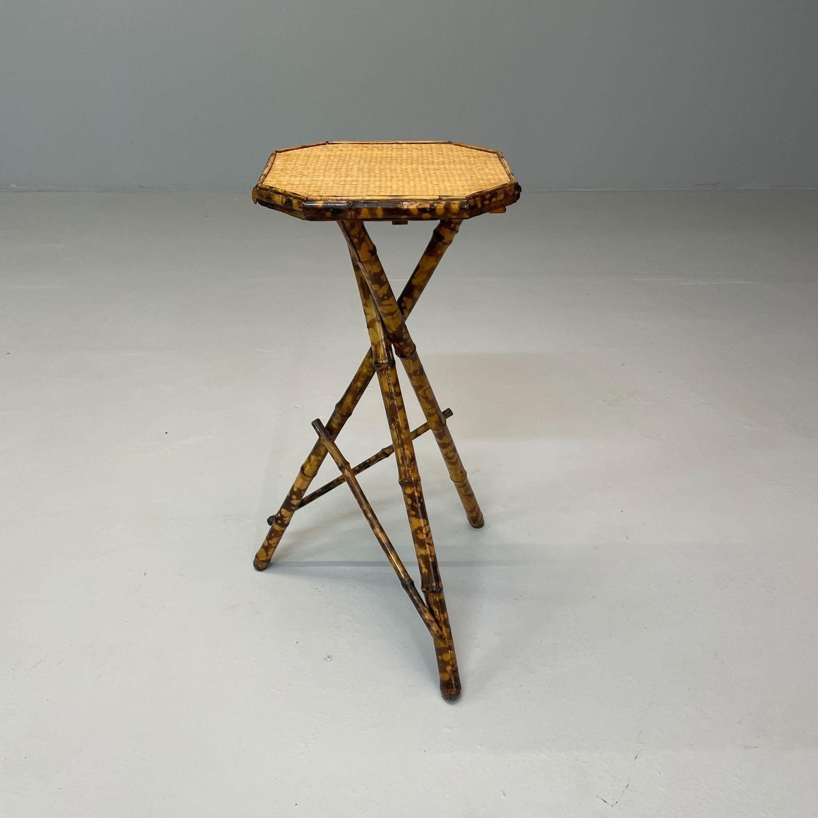 Faux Tortoise Bamboo and Wicker Plant Stand (1 of 5)