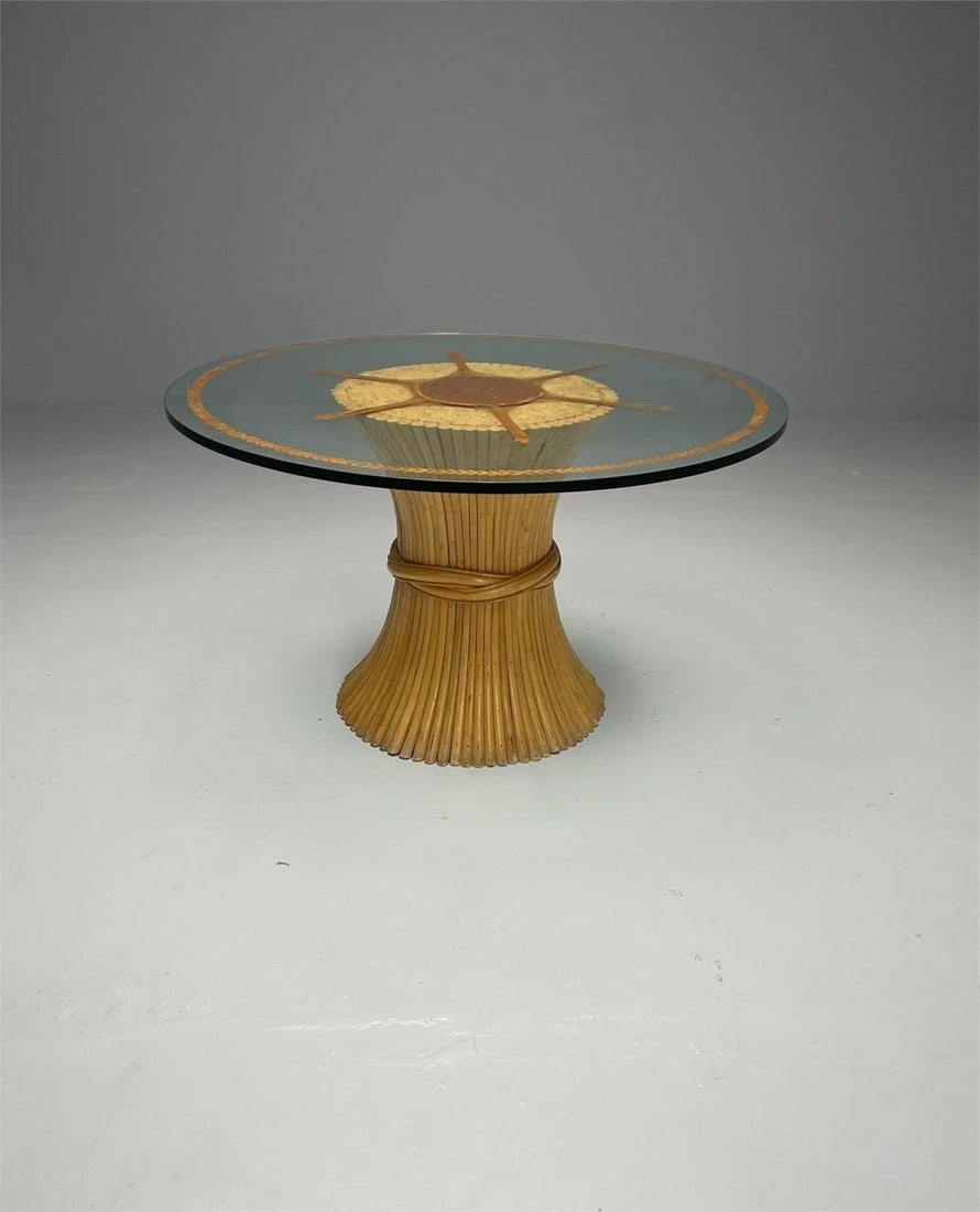 McGuire Attributed Bamboo and Glass Center Table (1 of 5)