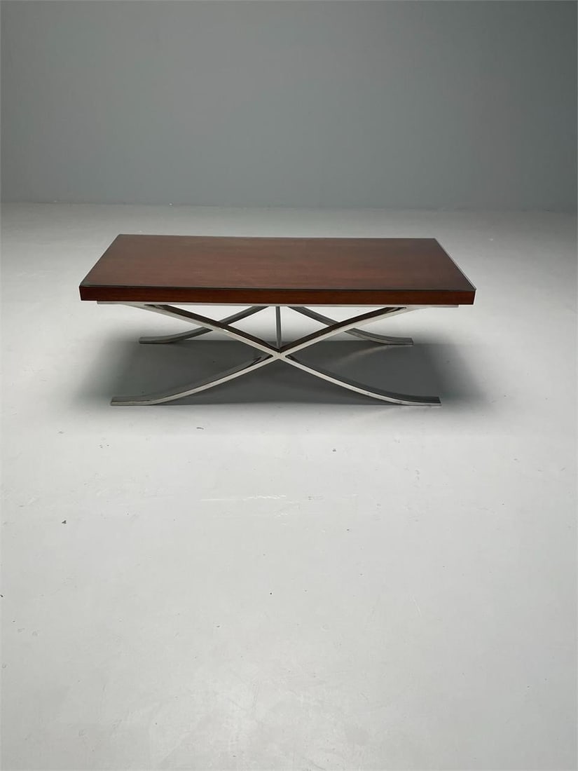 Mid-Century Modern Wood and Chrome Coffee Table (1 of 3)