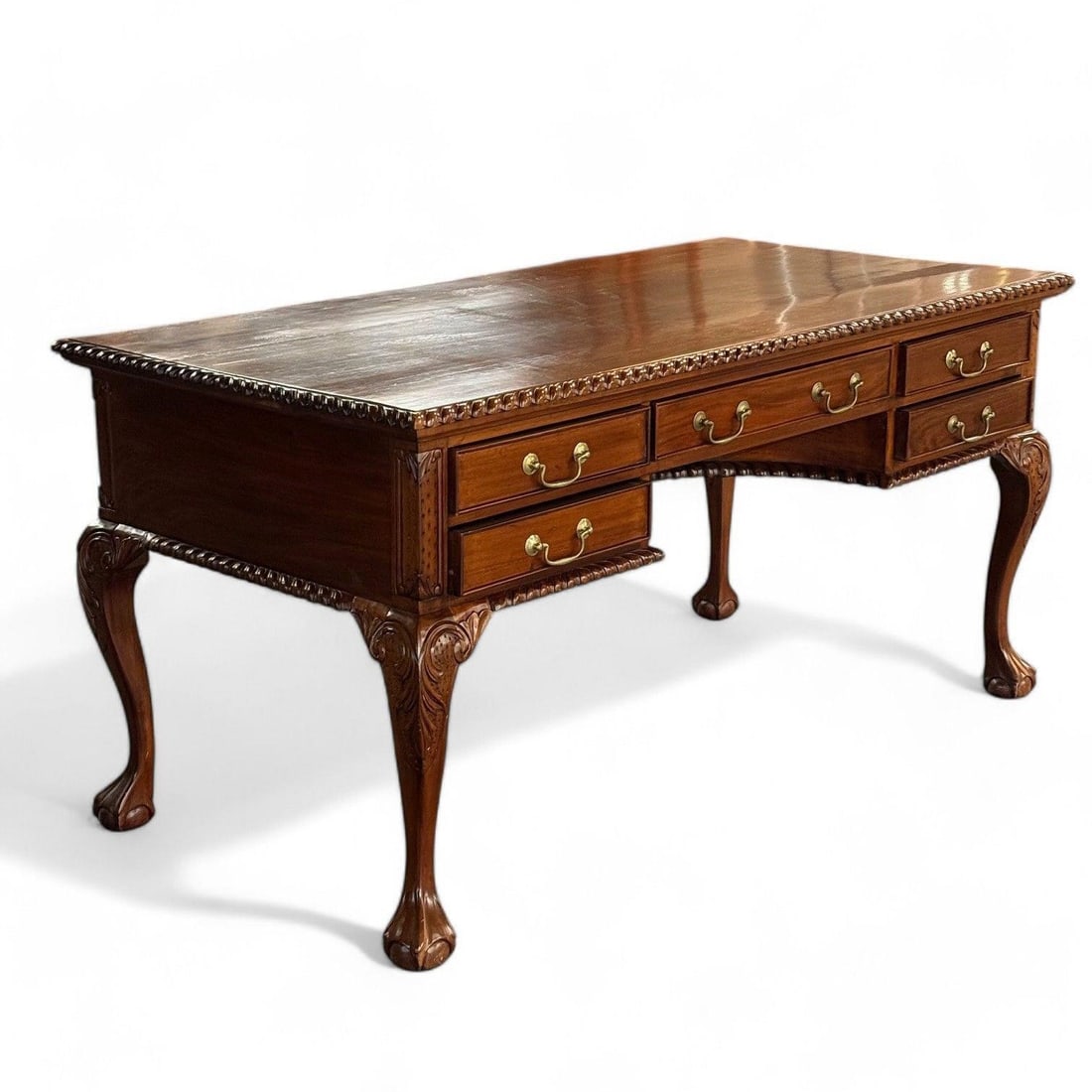 Georgian Style Ball and Claw Foot Mahogany Desk (1 of 6)