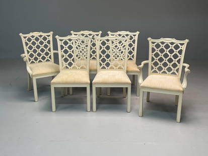 Set of six Chippendale style dining room chairs: Six paint decorated Chippendale style dining room chairsFrom a fine Rye NY Estate40H 21.5 W 21.5 D and Seat Height 19.25