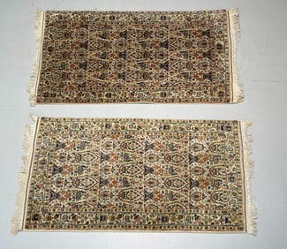 Pair of finely knotted carpets. Made in India