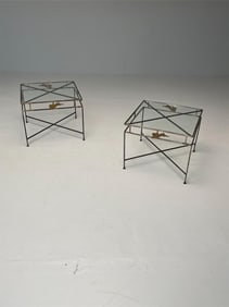 Pair of X Form End Tables, Giacometti Style