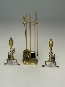 Set of Fireplace Tools and Andirons