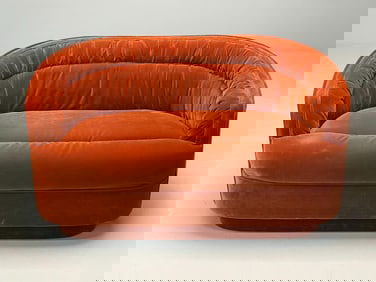 Comfort Design Velour Settee, Mid Century Modern