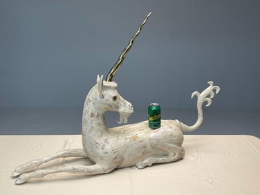 Large Wooden Unicorn Sculpture
