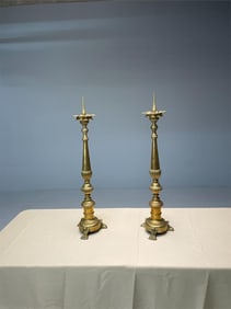Pair of Large Solid Brass Candlesticks