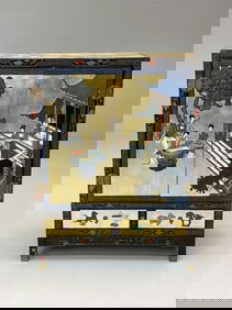 Chinese Chinoiserie Chest, Raised Figures