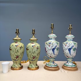 Four Avian Illuminators Table Lamp, Porcelian