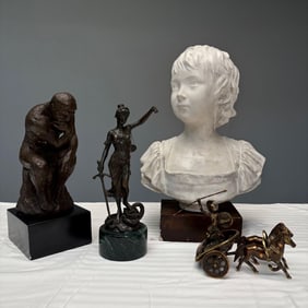 Lot of Five Sculptures, One Bronze