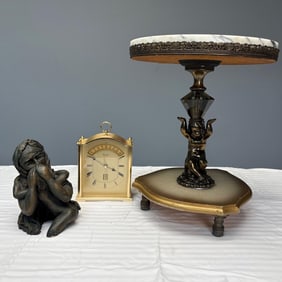 End Table, Clock and Figurine,