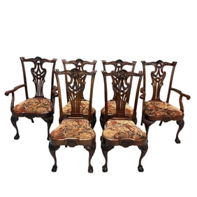 Six Mahogany Chippendale Dining Chairs.