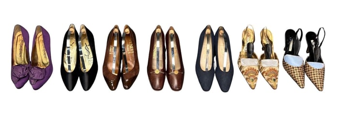 7 Pair Ladies Shoes, YSL, De La Renta, Fendi,