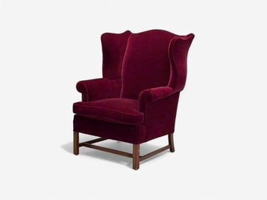 Velour Wing Back Arm Chair