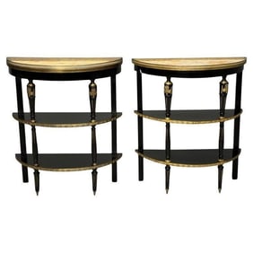 Pair of Jansen Style Demi Lune Console Tables