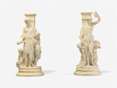 Pair of Marble Statues: Pair of Stunning Marble Statutory, Italian. Pedestals not included. H 30" W 13 D 9 From a Rye NY Estate