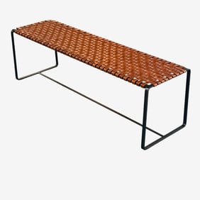 Leather Bound Metal Coffee Table or Bench