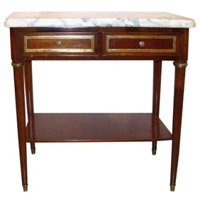 Marble-Top Mahogany End Table, Jansen Style